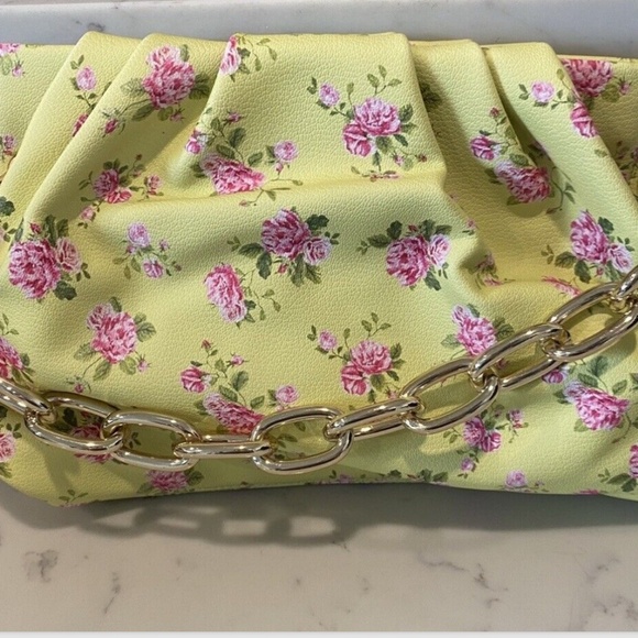 HOUSE OF WANT CHILL FRAMED CLUTCH GREEN FLORAL NEW WITH TAGS - Picture 1 of 8